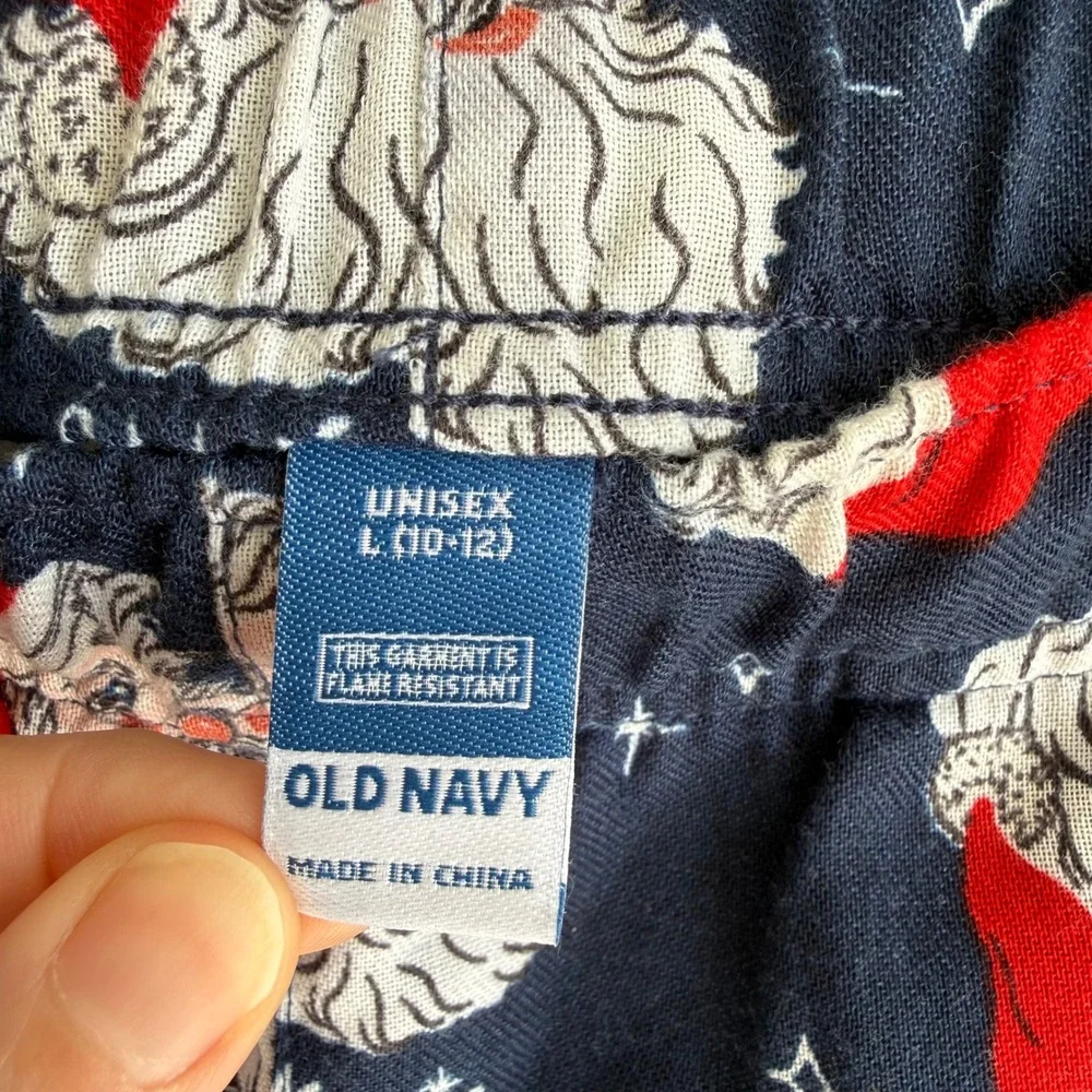 OLD NAVY Navy Blue Santa Holiday Christmas Kids‎ Pajama Pants, 10/12